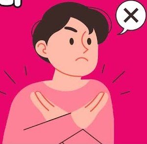 X 표시를 하며 거부하는 사람 일러스트