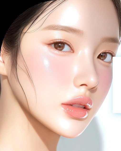 물광 피부의 여성 모델 얼굴