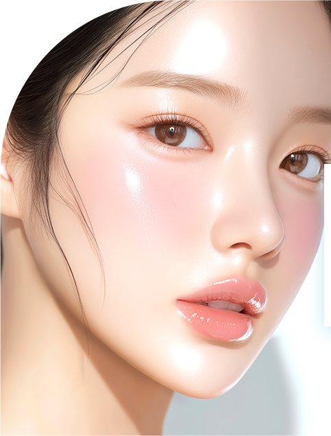 촉촉한 광채 피부 여성 얼굴 클로즈업