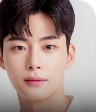 부드럽고 세련된 얼굴형 남성 모델