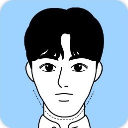 턱 끝이 넓고 두터운 남성 얼굴 일러스트