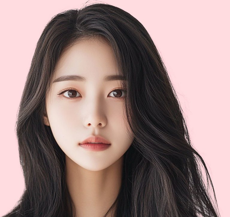 검은 긴 머리 모델