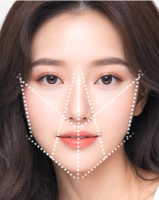 여성 모델 얼굴 비율 점선 디자인