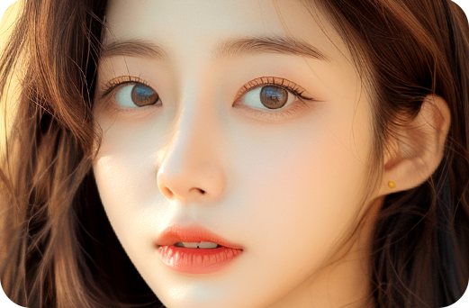갈색 머리 여성 모델 얼굴(자가늑연골이 필요한 경우)