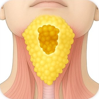 턱 밑 지방이 늘어난 목 해부 일러스트