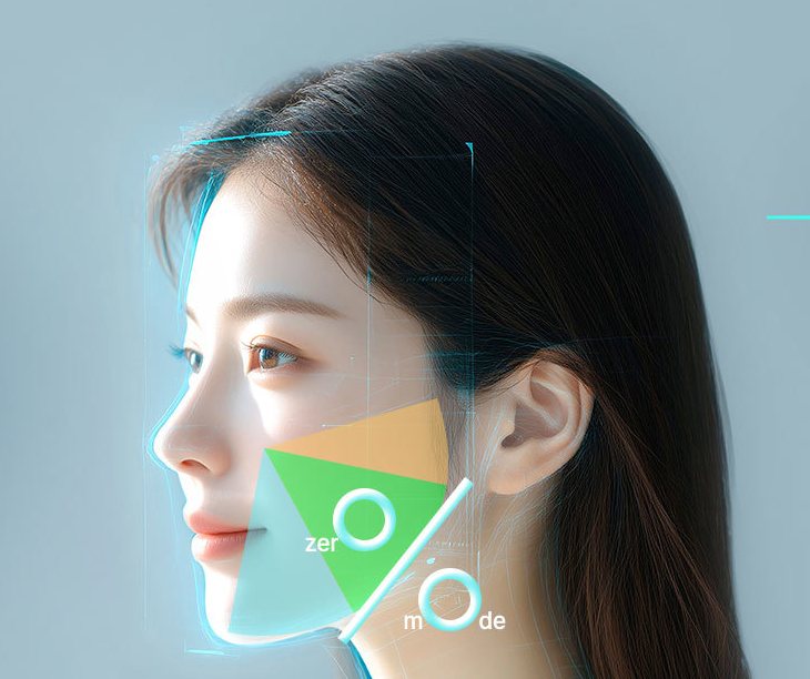 턱선·이중턱·심부볼 부위가 색으로 표시된 여성 옆얼굴