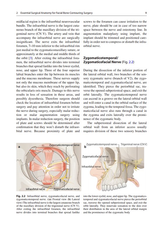 교과서 2장 본문 페이지(Zygomaticotemporal/Zygomaticofacial Nerve 그림)