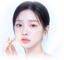 뺨에 손을 댄 맑은 피부의 여성 모델(POINT 3)