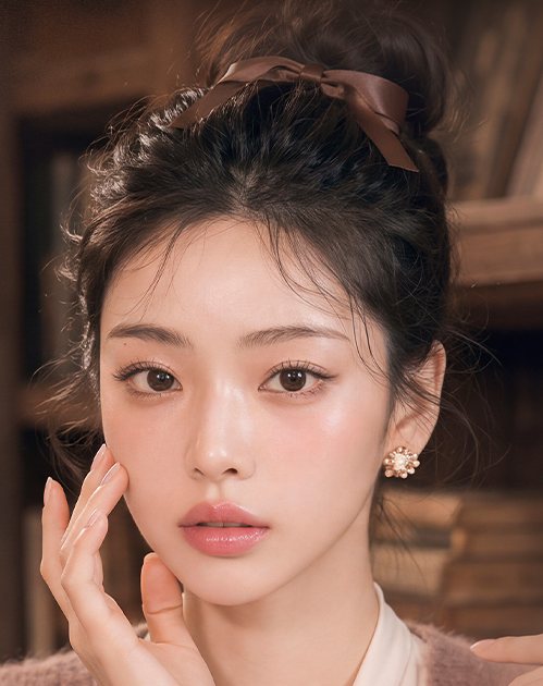 서재 배경 여성 모델 클로즈업(마무리 배너)