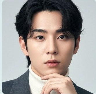 턱을 괸 터틀넥 남성 모델 정면