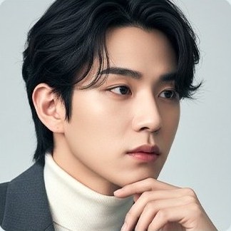 턱을 괸 터틀넥 남성 모델 45도